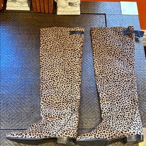 Leopard Print fur Over the Knee Boots